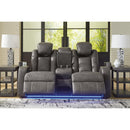  Manufacturer Color_Shadow -- Signature Design by Ashley Fyne Dyme Power Reclining Leather Look Loveseat with Console IMAGE 6