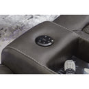  Manufacturer Color_Shadow -- Signature Design by Ashley Fyne Dyme Power Reclining Leather Look Loveseat with Console IMAGE 7