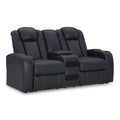  Manufacturer Color_Sapphire -- Fyne-Dyme 3660318 Power Reclining Loveseat with Console and Adjustable Headrest IMAGE 1