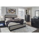  Size_King  -- Rowanbeck B821B4 King Upholstered Panel Bed IMAGE 7
