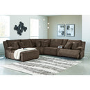  Manufacturer Color_Chocolate  -- Signature Design by Ashley Top Tier Reclining Fabric 6 pc Sectional IMAGE 4