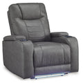  Manufacturer Color_Slate -- Signature Design by Ashley Schooner Rocks Power Leather Look Recliner IMAGE 1