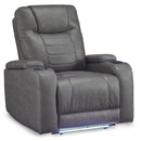  Manufacturer Color_Slate -- Signature Design by Ashley Schooner Rocks Power Leather Look Recliner IMAGE 1