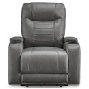  Manufacturer Color_Slate -- Signature Design by Ashley Schooner Rocks Power Leather Look Recliner IMAGE 3