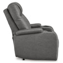  Manufacturer Color_Slate -- Signature Design by Ashley Schooner Rocks Power Leather Look Recliner IMAGE 4