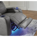 Manufacturer Color_Slate -- Signature Design by Ashley Schooner Rocks Power Leather Look Recliner IMAGE 9