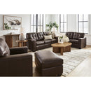 Manufacturer Color_Dark Brown -- Signature Design by Ashley Santorine Leather Match Ottoman IMAGE 6