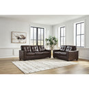  Manufacturer Color_Dark Brown -- Signature Design by Ashley Santorine Stationary Leather Match Sofa IMAGE 6