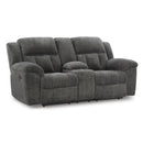  Manufacturer Color_Graphite -- Signature Design by Ashley Frohn Reclining Fabric Loveseat with Console IMAGE 1