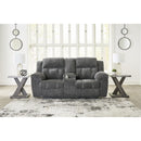  Manufacturer Color_Graphite -- Signature Design by Ashley Frohn Reclining Fabric Loveseat with Console IMAGE 6