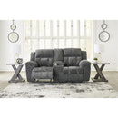 Manufacturer Color_Graphite -- Signature Design by Ashley Frohn Reclining Fabric Loveseat with Console IMAGE 7