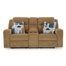  Manufacturer Color_Honey  -- Signature Design by Ashley Kanlow Reclining Fabric Loveseat with Console IMAGE 3
