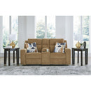  Manufacturer Color_Honey  -- Signature Design by Ashley Kanlow Reclining Fabric Loveseat with Console IMAGE 5