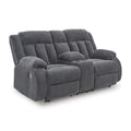 Manufacturer Color_Steel -- Signature Design by Ashley Observation Power Reclining Fabric Loveseat with Console IMAGE 1