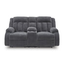  Manufacturer Color_Steel -- Signature Design by Ashley Observation Power Reclining Fabric Loveseat with Console IMAGE 3