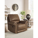  Manufacturer Color_Earth -- Signature Design by Ashley Chasemore Swivel Glider Leather Look Recliner IMAGE 7