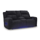  Manufacturer Color_Black -- Signature Design by Ashley Forest Lake Power Reclining Fabric Loveseat with Console IMAGE 1