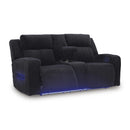  Manufacturer Color_Black -- Signature Design by Ashley Forest Lake Power Reclining Fabric Loveseat with Console IMAGE 2
