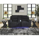  Manufacturer Color_Black -- Signature Design by Ashley Forest Lake Power Reclining Fabric Loveseat with Console IMAGE 5