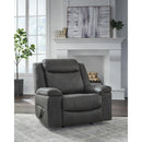  Manufacturer Color_Shadow -- Signature Design by Ashley Status Check Rocker Leather Look Recliner IMAGE 6