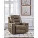  Manufacturer Color_Earth -- Signature Design by Ashley Stockworth Rocker Leather Look Recliner IMAGE 6