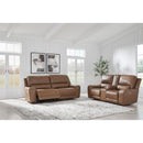  Manufacturer Color_Caramel -- Signature Design by Ashley DeepWakes Power Reclining Leather Match Loveseat with Console IMAGE 10