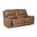  Manufacturer Color_Caramel -- Signature Design by Ashley DeepWakes Power Reclining Leather Match Loveseat with Console IMAGE 2