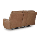  Manufacturer Color_Caramel -- Signature Design by Ashley DeepWakes Power Reclining Leather Match Loveseat with Console IMAGE 4