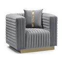  Minhas Furniture Stationary Fabric Chair 1814 Chair - Grey IMAGE 1