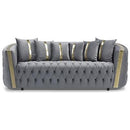  Minhas Furniture Stationary Fabric Sofa 1815 Sofa - Grey IMAGE 1