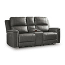  Manufacturer Color_Anchor -- Signature Design by Ashley Bleckley Power Reclining Leather Match Loveseat with Console IMAGE 1