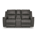  Manufacturer Color_Anchor -- Signature Design by Ashley Bleckley Power Reclining Leather Match Loveseat with Console IMAGE 3