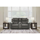  Manufacturer Color_Anchor -- Signature Design by Ashley Bleckley Power Reclining Leather Match Loveseat with Console IMAGE 6