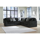  Manufacturer Color_Onyx  -- Signature Design by Ashley Midnight Madness Fabric 5 pc Sectional IMAGE 2
