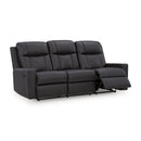  Manufacturer Color_Carbon -- Benchcraft Mackmenville Reclining Leather Look Sofa IMAGE 2