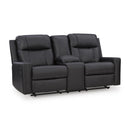  Manufacturer Color_Carbon -- Benchcraft Mackmenville Reclining Leather Look Loveseat with Console IMAGE 1