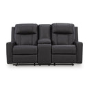  Manufacturer Color_Carbon -- Benchcraft Mackmenville Reclining Leather Look Loveseat with Console IMAGE 3