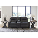  Manufacturer Color_Carbon -- Benchcraft Mackmenville Reclining Leather Look Loveseat with Console IMAGE 5