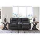  Manufacturer Color_Carbon -- Benchcraft Mackmenville Reclining Leather Look Loveseat with Console IMAGE 6