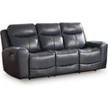  Manufacturer Color_Admiral -- Signature Design by Ashley Next Move Power Reclining Leather Match Sofa IMAGE 1