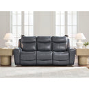  Manufacturer Color_Admiral -- Signature Design by Ashley Next Move Power Reclining Leather Match Sofa IMAGE 4