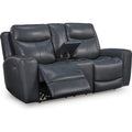  Manufacturer Color_Admiral -- Signature Design by Ashley Next Move Power Reclining Leather Match Loveseat with Console IMAGE 1