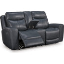  Manufacturer Color_Admiral -- Signature Design by Ashley Next Move Power Reclining Leather Match Loveseat with Console IMAGE 1