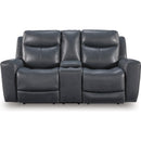  Manufacturer Color_Admiral -- Signature Design by Ashley Next Move Power Reclining Leather Match Loveseat with Console IMAGE 2