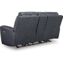  Manufacturer Color_Admiral -- Signature Design by Ashley Next Move Power Reclining Leather Match Loveseat with Console IMAGE 3