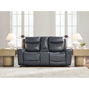  Manufacturer Color_Admiral -- Signature Design by Ashley Next Move Power Reclining Leather Match Loveseat with Console IMAGE 7