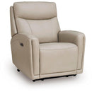  Manufacturer Color_Bone --  Signature Design by Ashley Pincara Power Leather Match Recliner IMAGE 1