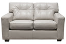 9545 Beige Stationary Leather Loveseat